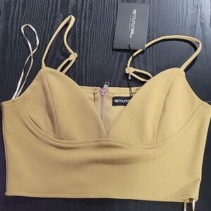 PrettyLittleThing Yellow-Gold Crop Bustier Top